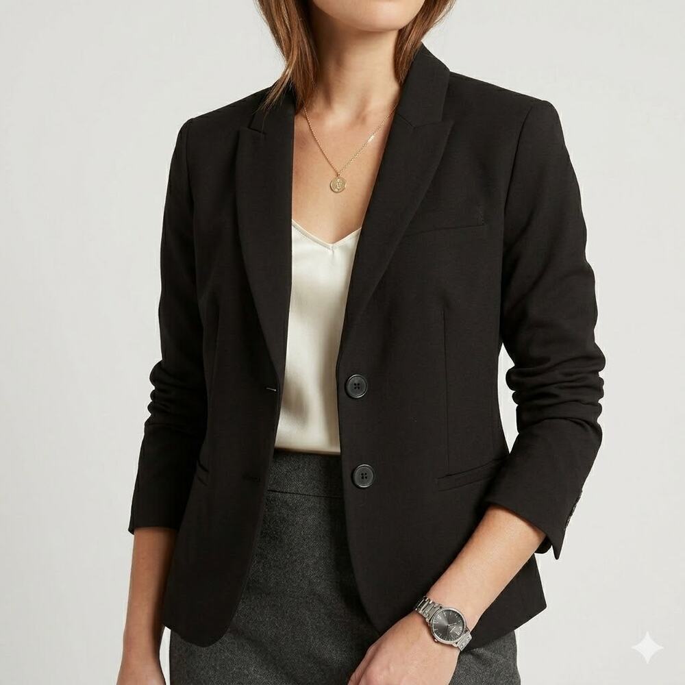Boden Black Viscose Blazer Academia Preppy Women's Size Petite 4 4P Two Button